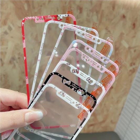 Sanrio Hello Kitty Tempered Glass for iPhone 17 16 15 14 13 12 11 Pro Max Screen Protector for 14plus 15plus Protective Film