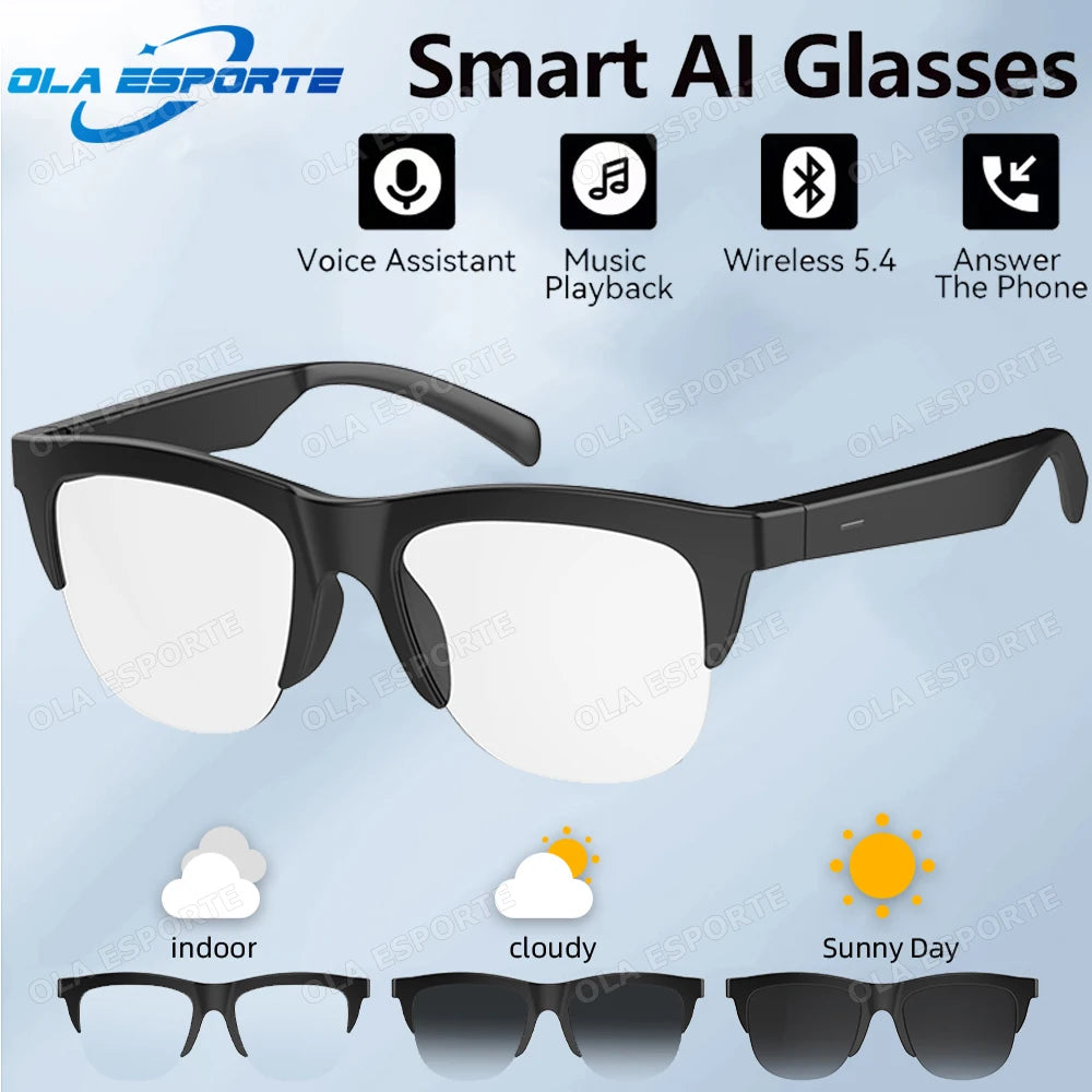 2026 New Smart Sunglasses Glasses Bluetooth Call Outdoor Sports Headphones Voice Navigation Photochromic Lens Waterproof Anti-UV