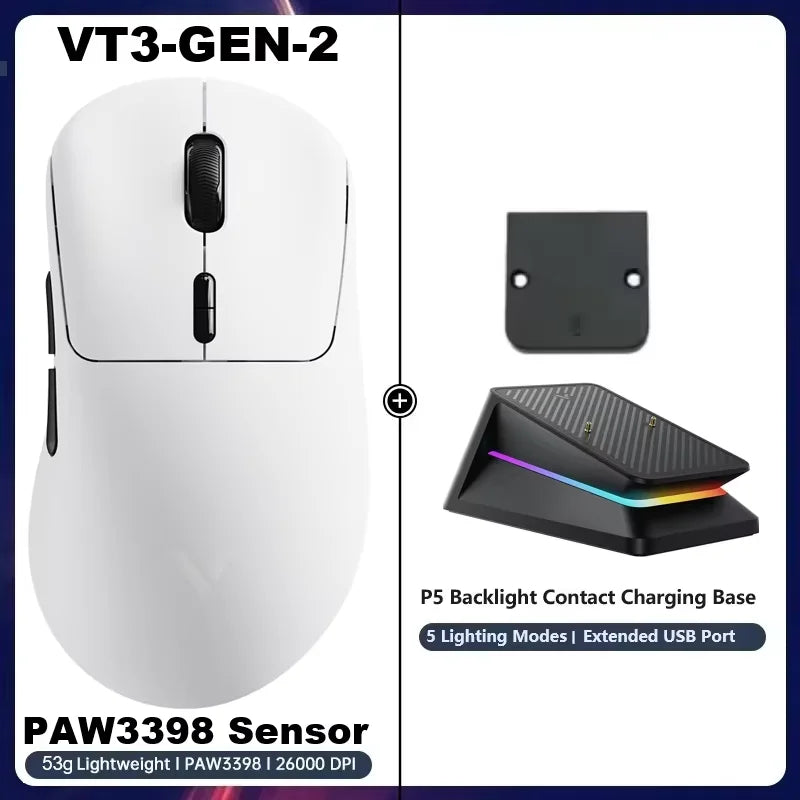 Rapoo VT3 GEN-2 Wireless Gaming Mouse 53g Lightweight 8KHz Polling Rate 26000DPI 10 Programmable Buttons Optical Sensor
