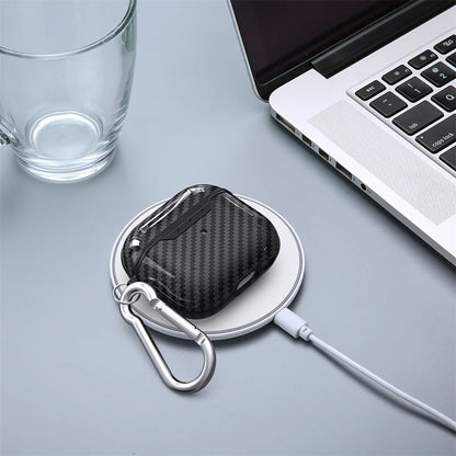 Business Carbon Fiber Pattern Earphone Cases For Airpods 4 3, 1/2 Case Headphones Protective Case For Apple Airpods Pro 2 Covers