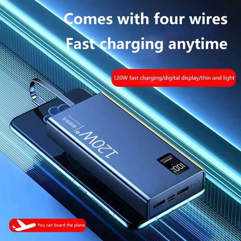 Lenovo 4-in-1 Power Bank 120W 500000mAh High Capacity With Cables Super Fast Charging Portable Charger For iPhone Samsung 2026