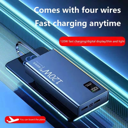 Lenovo 4-in-1 Power Bank 120W 500000mAh High Capacity With Cables Super Fast Charging Portable Charger For iPhone Samsung 2026