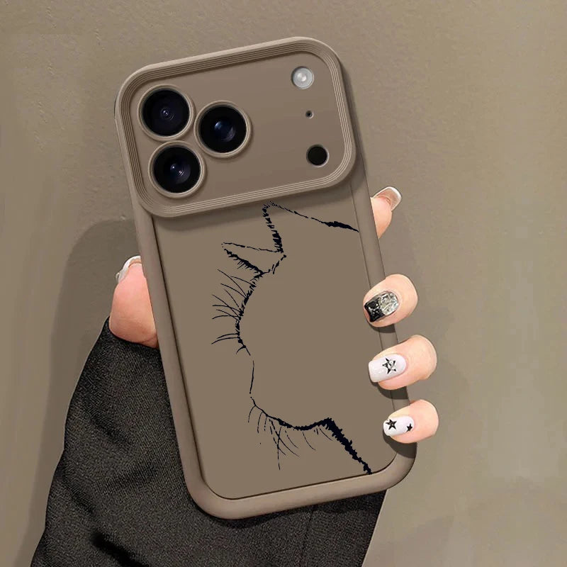 Artistic Line Cat Case For OPPO Reno 13 14 11 12F 11F 13F Realme C53 C55 C65 C63 C67 C71 15T 14 Plus A78 A58 A79 A60 A6 A5 Pro