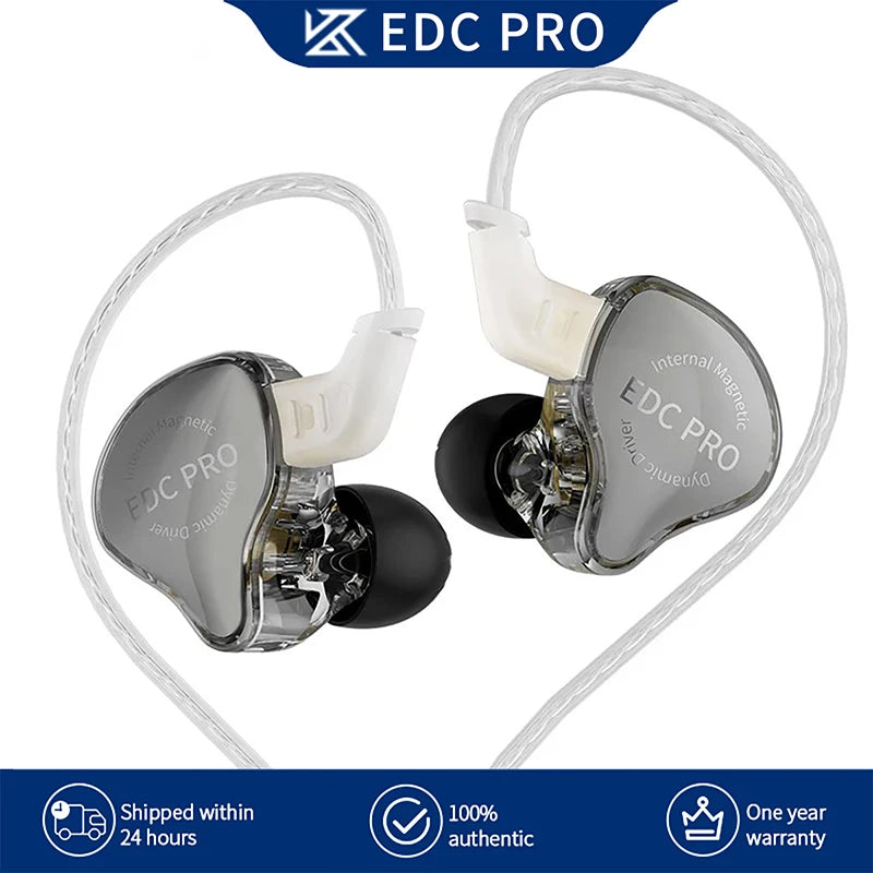 NEW KZ EDC PRO Best In-ear Wired Earphones HIFI Bass Dynamic Monitor 3D Stereo Earbuds Noise Cancel With Detachable Audio Cable