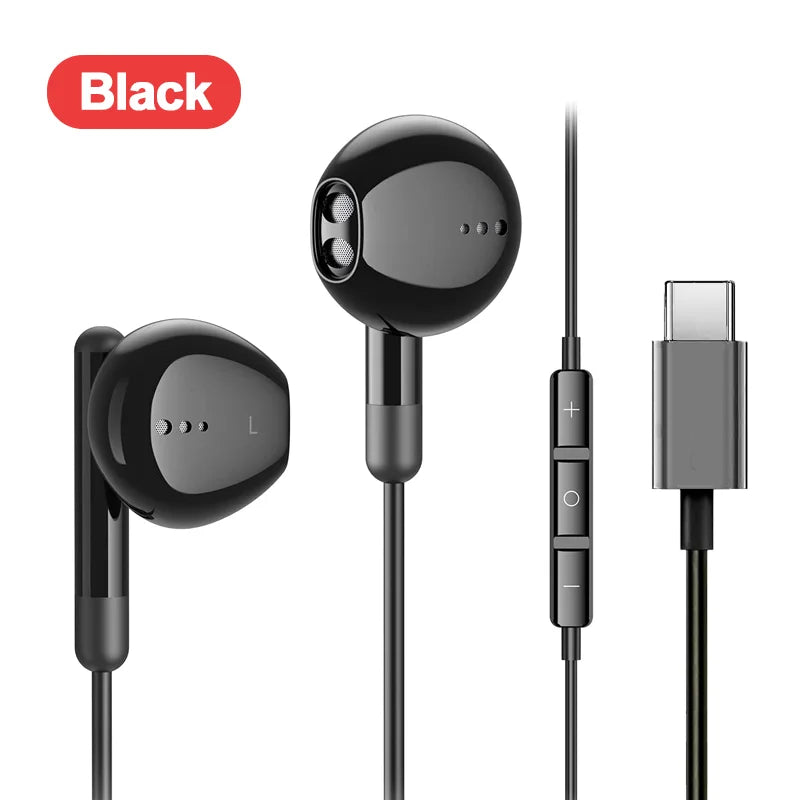Type-C Wired Headphones  For Samsung Galaxy S24 S23 S22 3.5MM in-Ear Headphone A53 A52 Note 20 USB-C Earphone  HiFi Bass Stereo