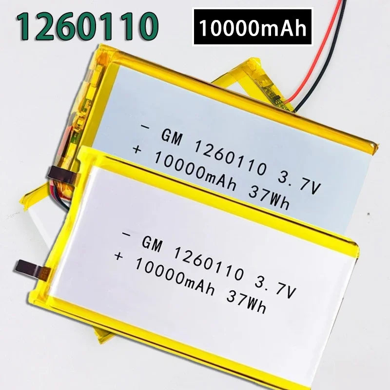 1-10PCS 10000mAh Polymer Lithium Battery 1260110 3.7V Rechargeable Battery for Toy Power Bank GPS Laptop Camping Lights Diy NEW