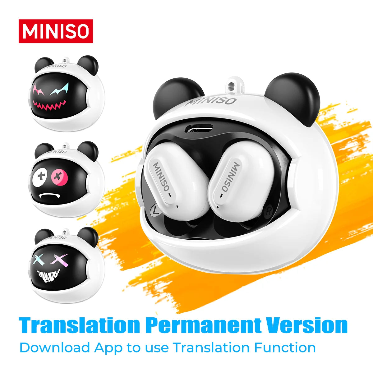MINISO MS118 Bluetooth Earphone AI Translation Earbuds TWS in-Ear Wireless Headphones Face-Changing Bear DIY Earbuds