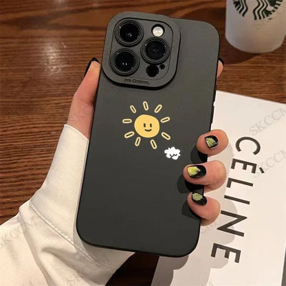 Simple Sun Moon Phone Case For iPhone 15 14 13 12 11 Pro Max 7 8 Plus X XR XS Funda High-end Soft Silicone Luxtury Cases Cover