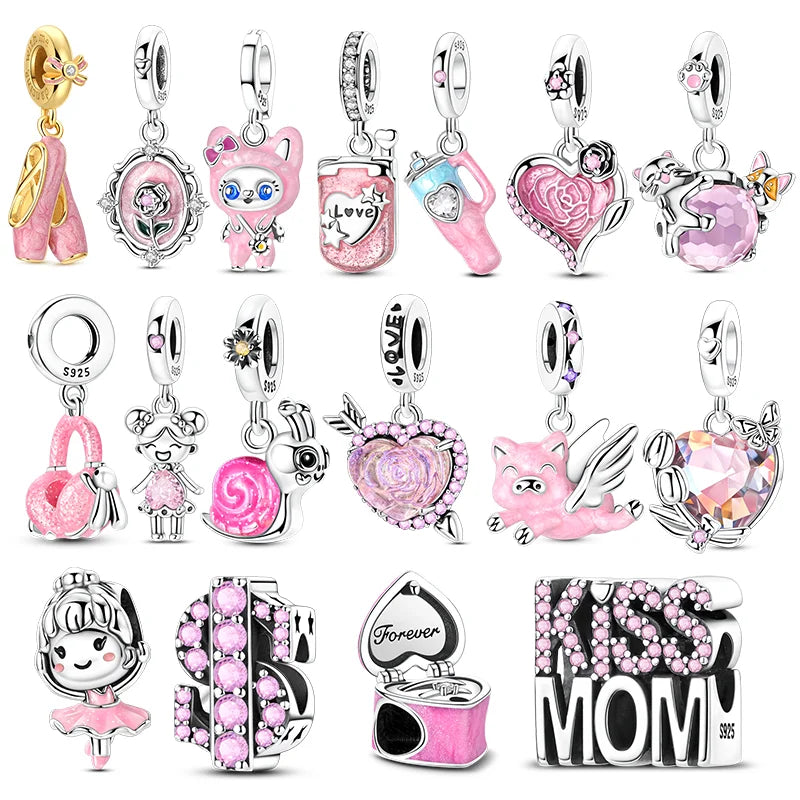 New IN 925 Sterling Silver Charms Beads Headphones Snail Fox Rose Pendant Jewelry Fit Original Bracelet For Women DIY Gift