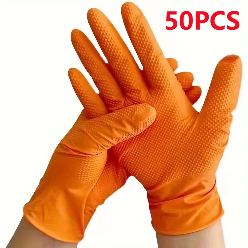 8mil Nitrile Gloves Thick 30/50PCS Industrial Disposable Gloves with Diamond Textured Latex Free Heavy Duty Mechanic Auto Gloves