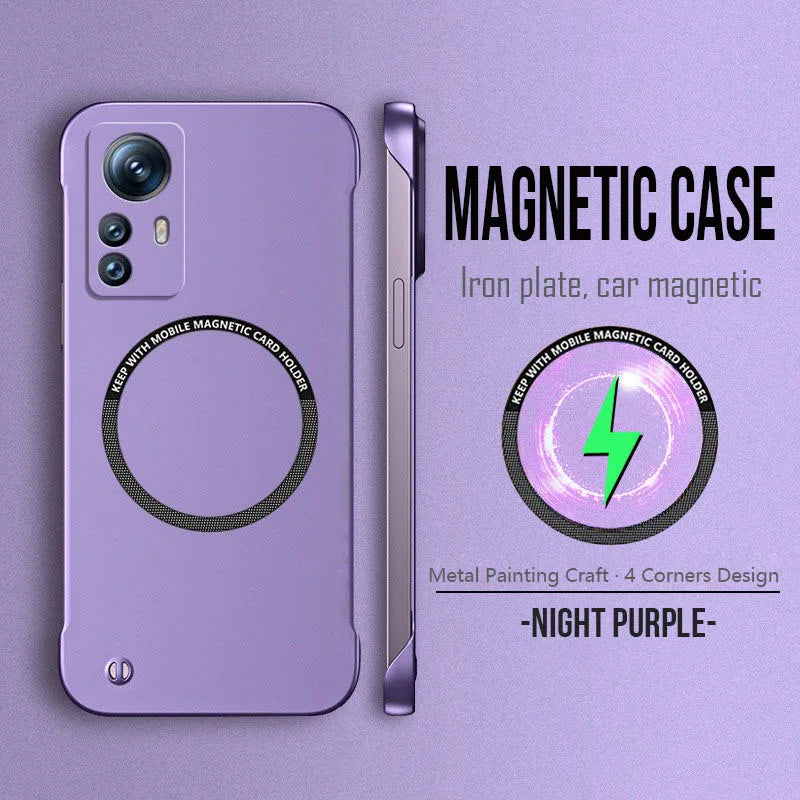 Magnetic Metal Paint Thin Frameless Phone Case For XIAOMI 17 Pro Max 15 Ultra 15T 14 14T 13 13T 12 11 11T Pro Protective Cover