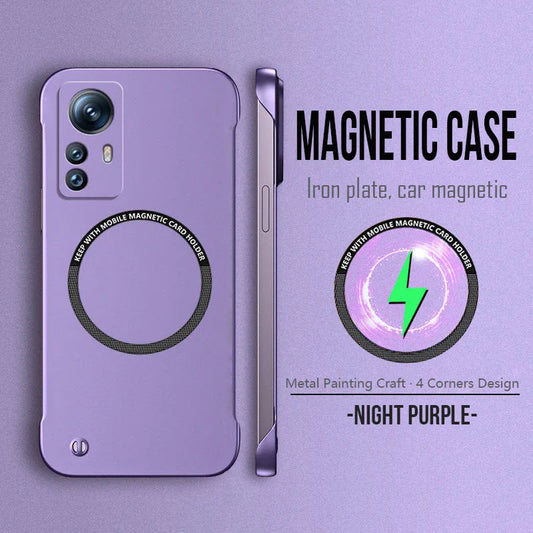 Magnetic Metal Paint Thin Frameless Phone Case For XIAOMI 17 Pro Max 15 Ultra 15T 14 14T 13 13T 12 11 11T Pro Protective Cover
