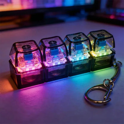 /Clickable Keyboard Keychain LED Light - Stress Anxiety Relief Fidget Toy, Portable Desktop Accessory for Office Decoration Gift