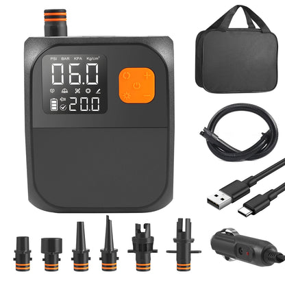 SUP Electric Pump 25PSI Electric SUP Air Pump with LED Light 12V DC 8000mAh Power Bank for Inflatable Paddle Boards Tents