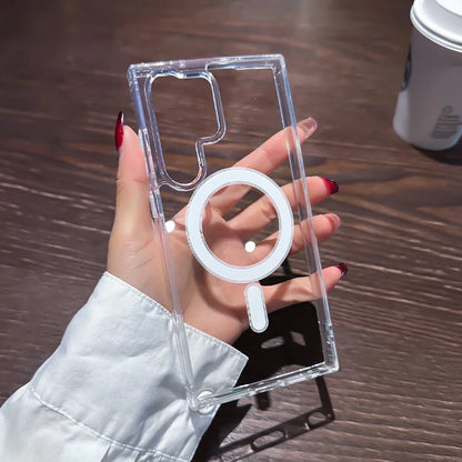 For Magsafe Shockproof Phone Case Luxury Magnetic Clear Cases For Samsung Galaxy S22 S23 S24 Ultra Plus Back Cover Accessories