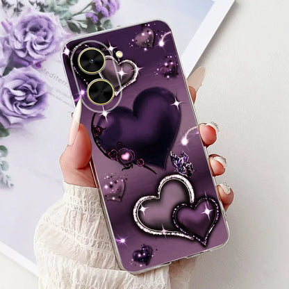 For Cover Xiaomi Redmi A5 4G / Poco C71 Phone Case Colorful Flower Butterfly Love Heart Lxuru Women Fashion Soft Clear Silicone