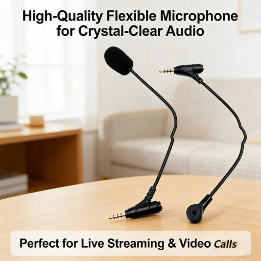 3.5mm Microphone for Gamings Headphones Headsets Microphone with Black FoamCover Game Mic Flexible 7.5inch