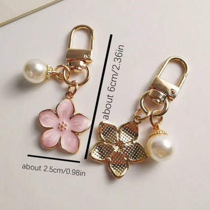 Fashion Flower Pearl Pendant Backpack Pendant Simple Alloy Drip Oil Car Key Pendant Earphones Phone Hanging Gift