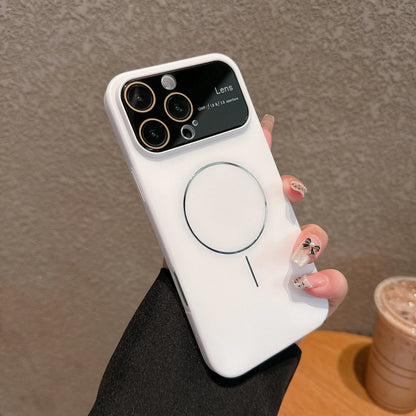 Magnetic Large Window Lens Protection Phone Case For iPhone 11 12 13 14 15 16 17 Pro Max 17 Air PC Thin Circle Hard Phone Cover