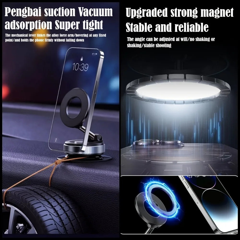 Car Phone Holder Multifunctional Foldable Vacuum Magnetic Phone Holder Suitable for Gym Bathroom Mirrors Ceramic Tiles Marble