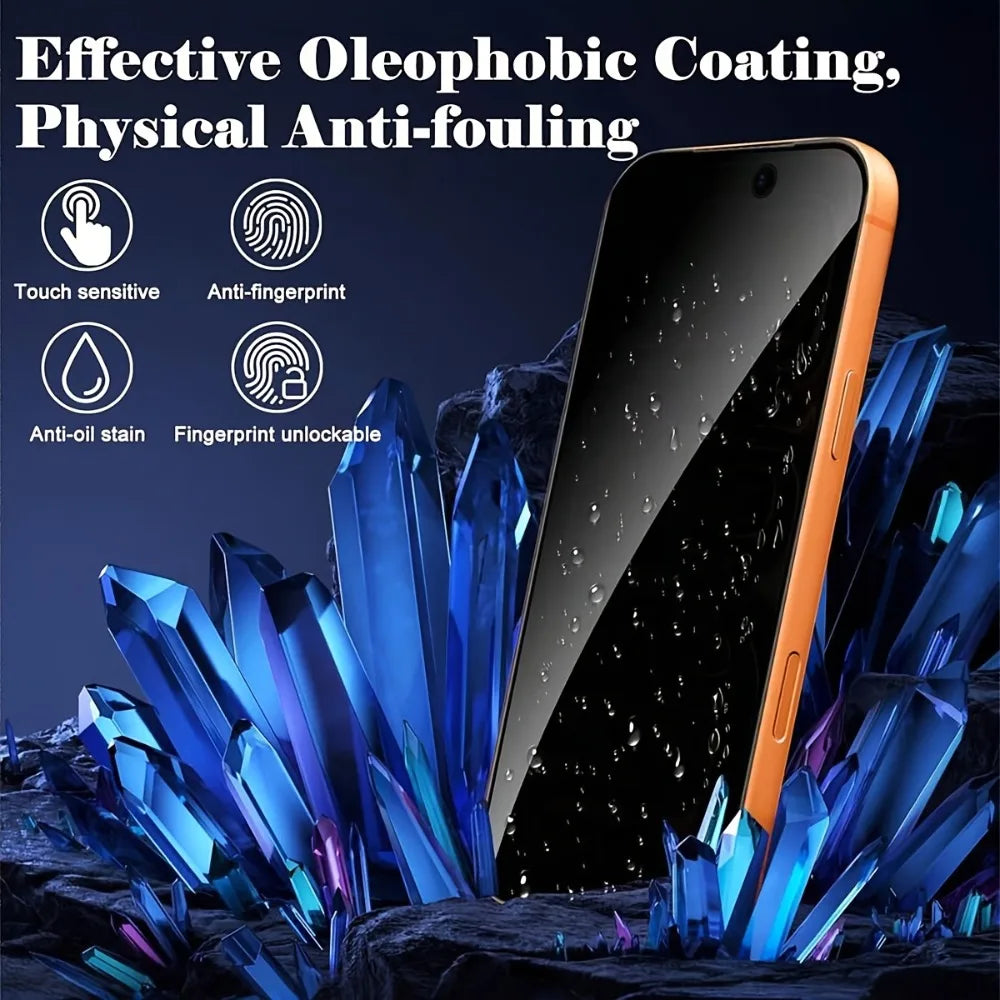3Pcs Anti Spy Full Screen Protector for iPhone 17/16/15/Pro Max 17e/16e/Air/14/13/12/Pro 15/14 Plus Dust Free Installation Glass