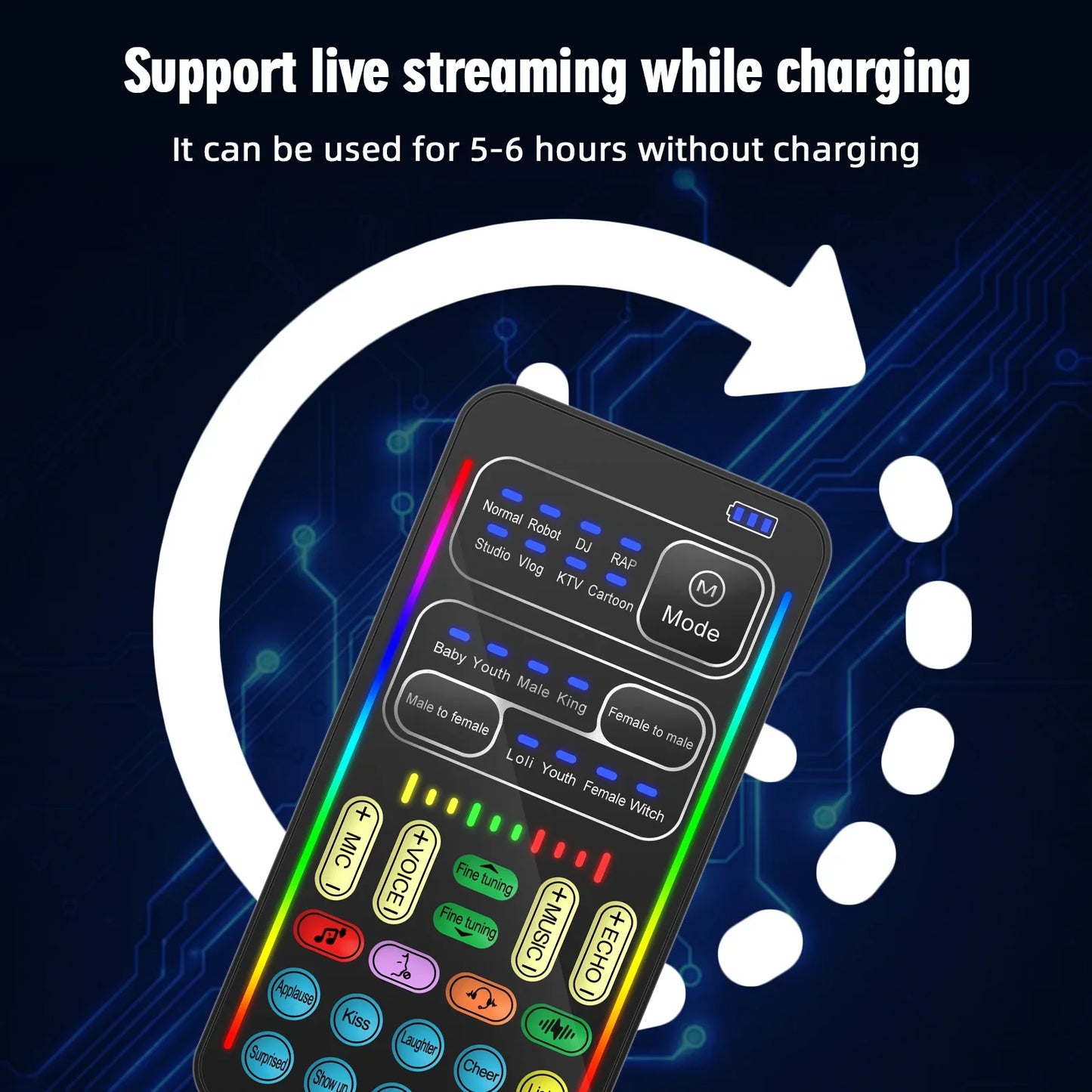New I9 Mini Voice Changer Live Sound Card  + Headphones + Microphone Audio 8 Sound Effect Machine Equipment Voice Card for Phone