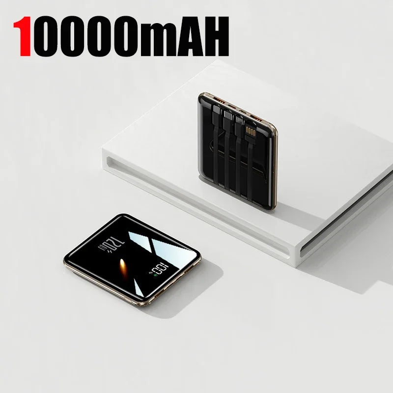Lenovo 500000mAh Mini Power Bank Large Capacity Super Fast Charging External Battery Built-in 4 Cable For IPhone