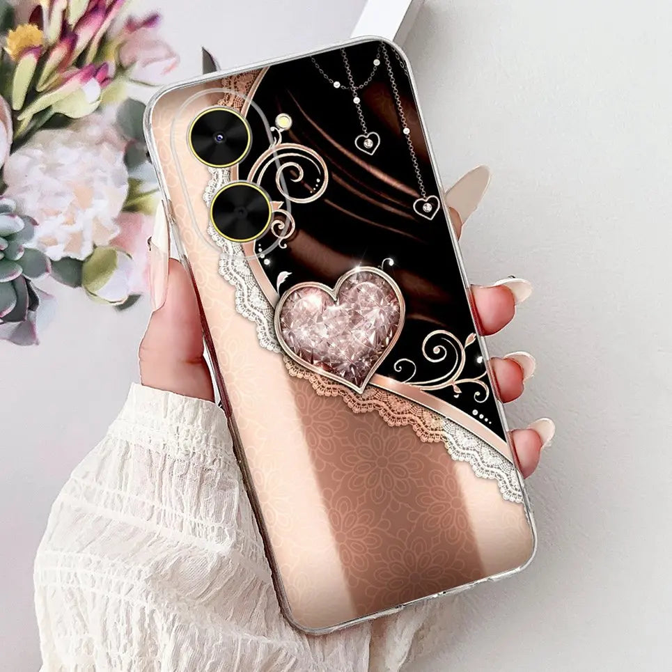 For Cover Xiaomi Redmi A5 4G / Poco C71 Phone Case Colorful Flower Butterfly Love Heart Lxuru Women Fashion Soft Clear Silicone