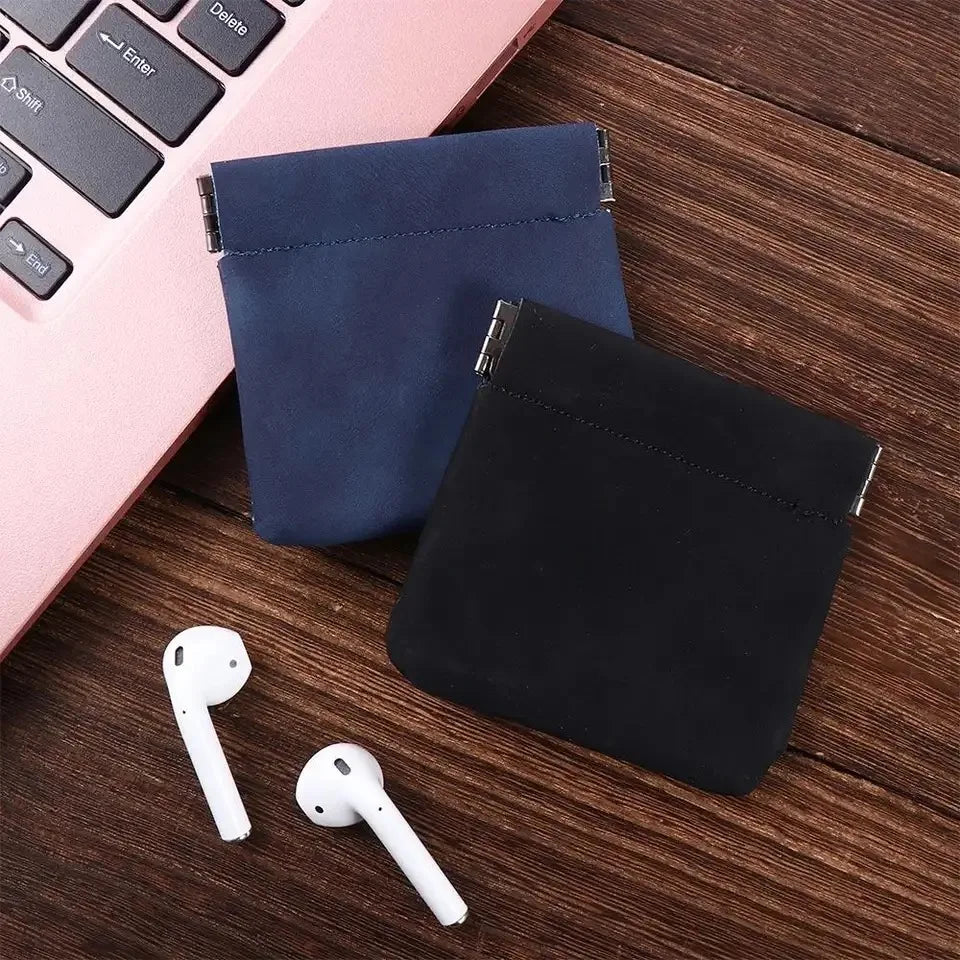 Portable PU Earphones Storage Bag Leather Coin Purse Bag Accessories Memory Card  Mini Key Pouch Female Lipstick Storage Bag