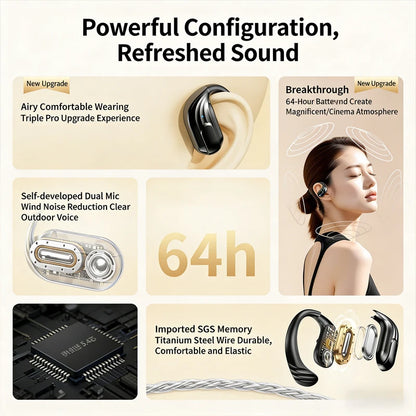 Wireless Headphones Q13 Bluetooth 5.3 Earphones True with Mic Button Control Noise Reduction Earhooks Waterproof Headset