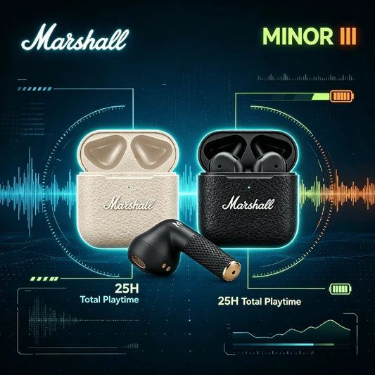 Original Marshall MINOR III TWS Bluetooth Earphones Active Noise Reduction True Wireless Long Range Outdoor Festival Gift Black