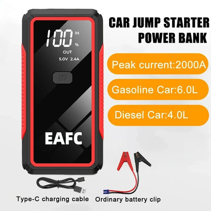 New 2000/1200/600A Car Jump Starter  Car Battery Starters Portable Power Bank 12V Starting Device Booster For Petrol Diesel Car