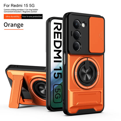 For Xiaomi Redmi 15 Case Redmi 15 4G 5G Cover Phone Case Magsafe Magnetic Fold Holder Military Armor Camera Protection Cover