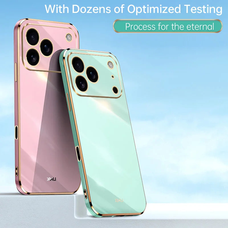 Solid Plating Phone Case For iPhone 17 Pro Max 17 Air 16e 16 Pro Max 16Plus 17Pro Max Cover Soft Silione Shockproof Cases Bumper