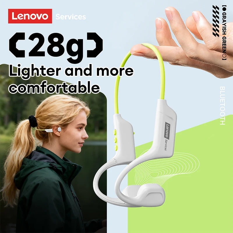Original Lenovo S102 Bone Conduction Earphones Air Conduction Headphones V6.0 Wireless Sports HiFi Sound Swim Headset Waterproof