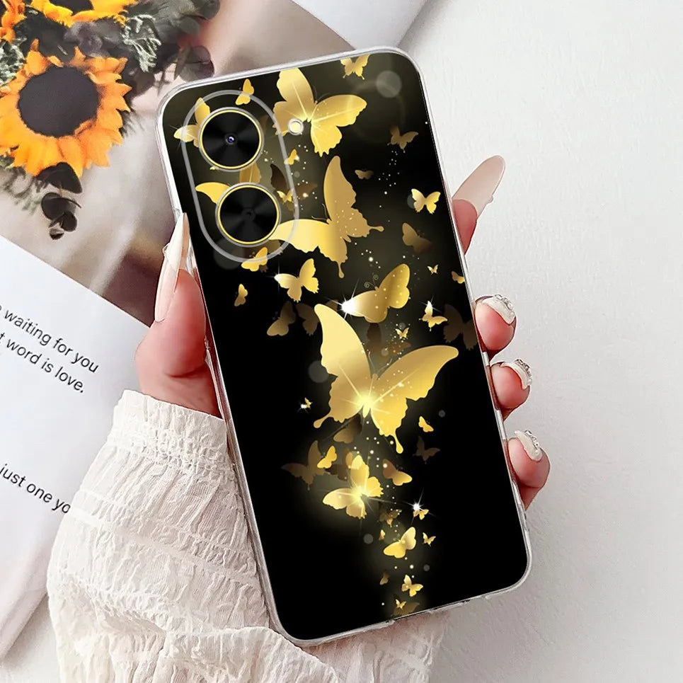 For Cover Xiaomi Redmi A5 4G / Poco C71 Phone Case Colorful Flower Butterfly Love Heart Lxuru Women Fashion Soft Clear Silicone