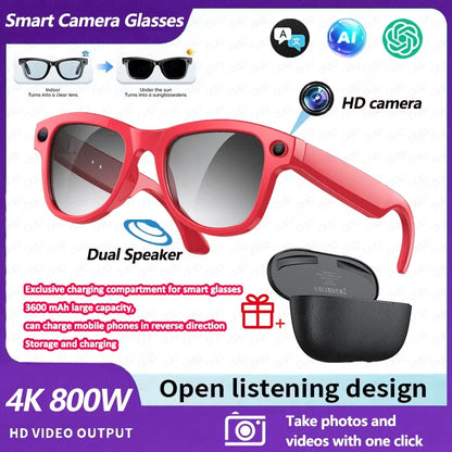2026 Smart AI Glasses 4K 800W Camera 3600mAh Power Bank 32GB BT Translation ChatGPT Music Photos & Video Sunglasses Men  Women