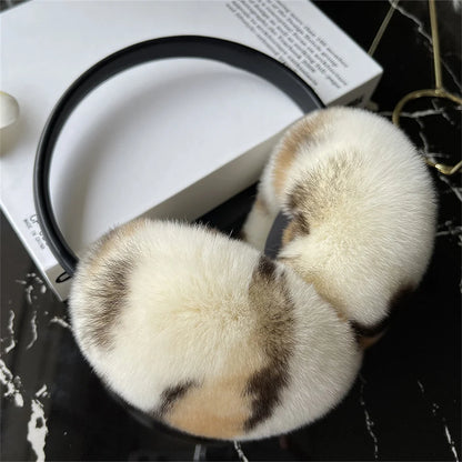 Natural Winter Fur EarMuffs For Women Ear Cover Accessories Real Fur Headphones Warm Earflap Real Rex Rabbit Ear Warmer For Gift