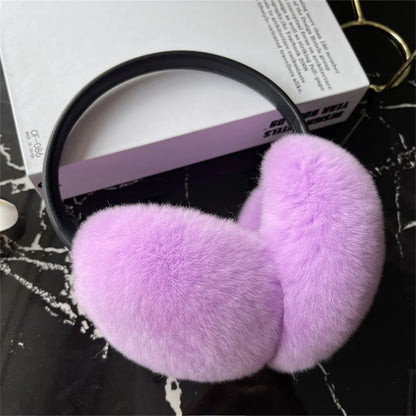 Natural Winter Fur EarMuffs For Women Ear Cover Accessories Real Fur Headphones Warm Earflap Real Rex Rabbit Ear Warmer For Gift