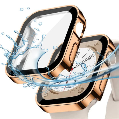 Tempered Glass Case for Apple Watch 45mm 41mm 44mm 40mm Screen Protector Cover Waterproof Hard Bumper iWatch Series 4 5 SE 6 7 8