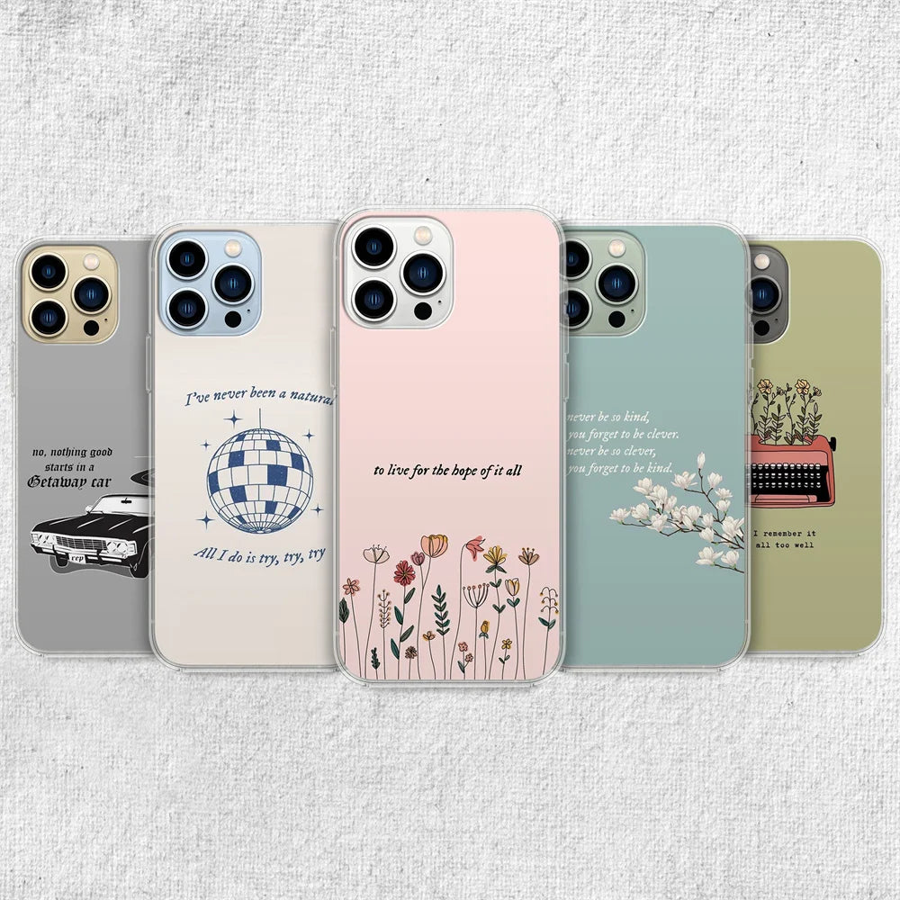 Aesthetic Taylor Song Lyrics Phone Case for iPhone 16 11 12 13 Mini 15 14 Pro Xs Max Plus X XR Soft Silicone Case Back Cover