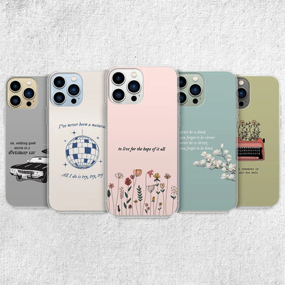 Aesthetic Taylor Song Lyrics Phone Case for iPhone 16 11 12 13 Mini 15 14 Pro Xs Max Plus X XR Soft Silicone Case Back Cover
