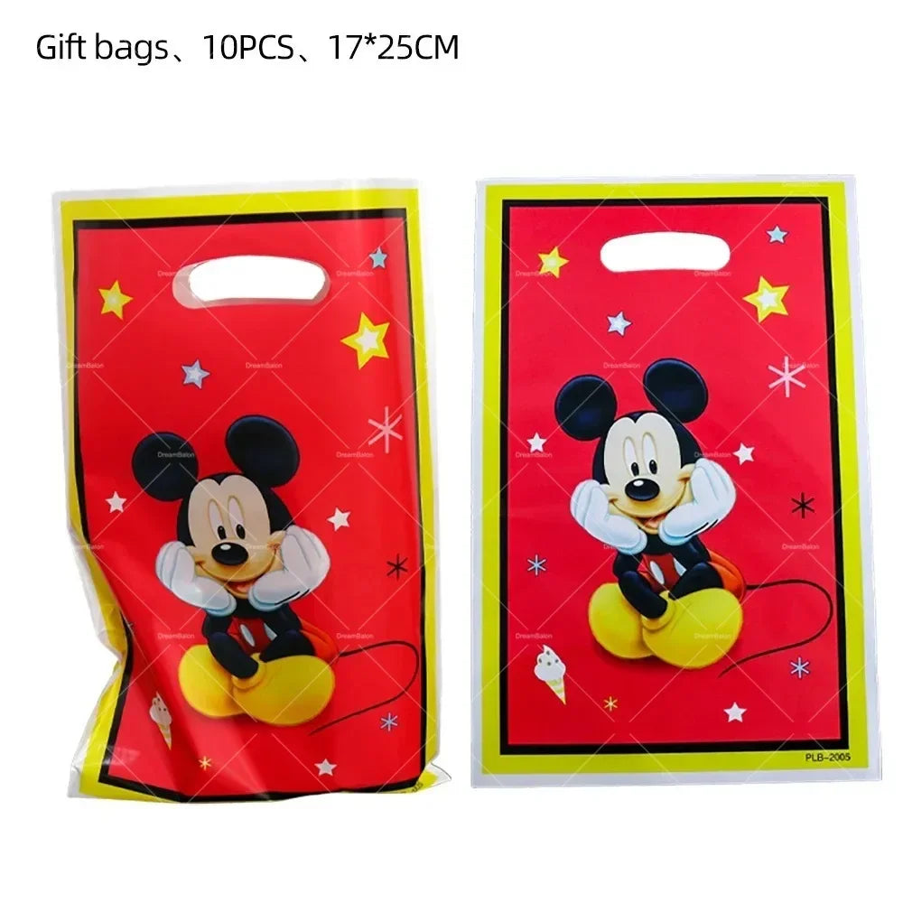 Mickey Balloon Cartoon Mouse Minnie Decorations Party Happy Birthday Banner Cake Topper Disposable Tableware Background Gift Bag