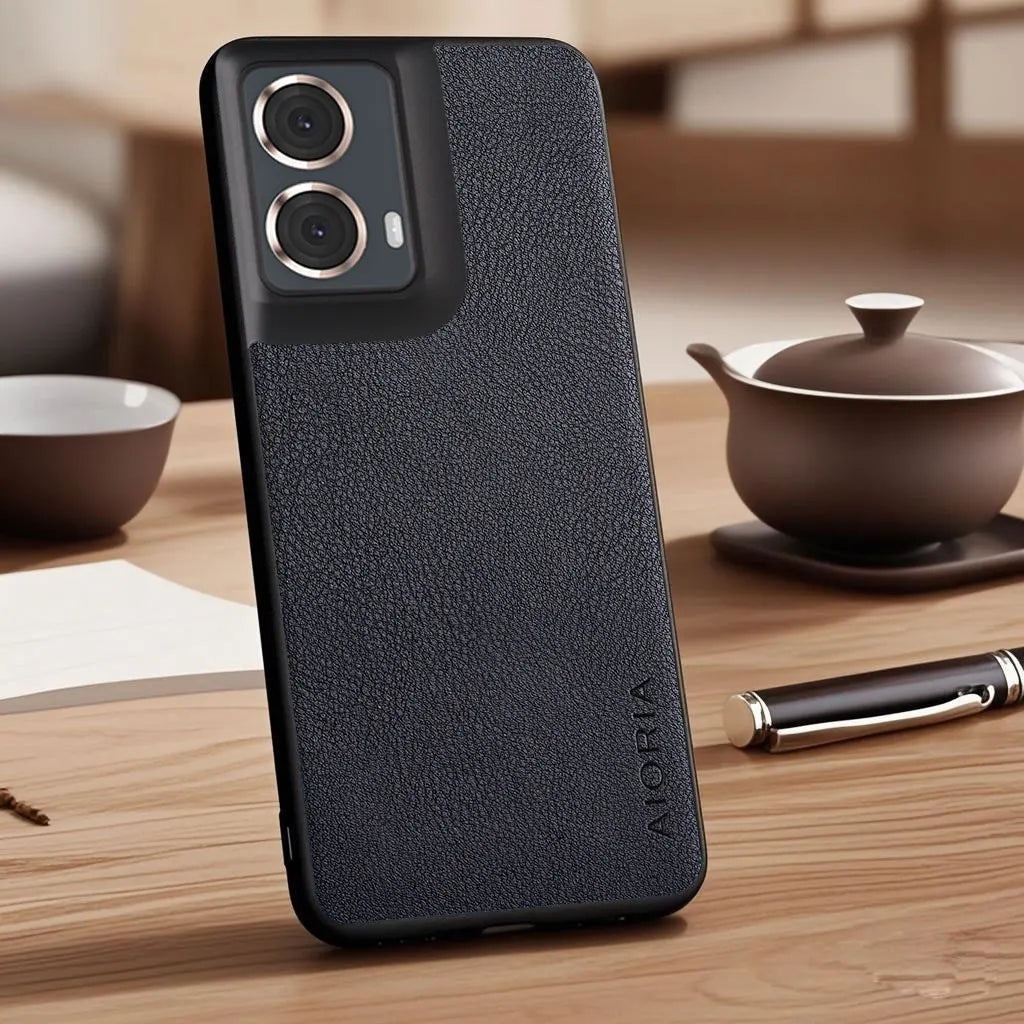Case for Motorola Moto G57 G86 G06 G15 Power G56 G55 G45 G35 G05 E15 Faux Lychee Pebbled leather cover funda for Moto G06 case