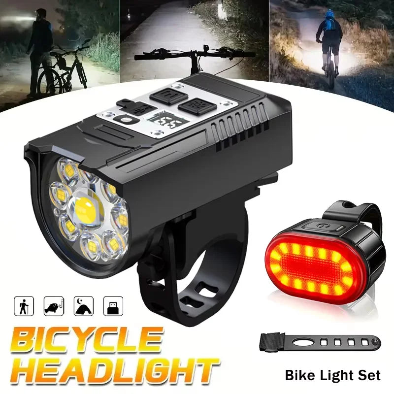 9 LED Bicycle Headlight USB Rechargeable Bike Lamp Super Bright Handlebar Lights Outdoor Waterproof Cycling  Front Light