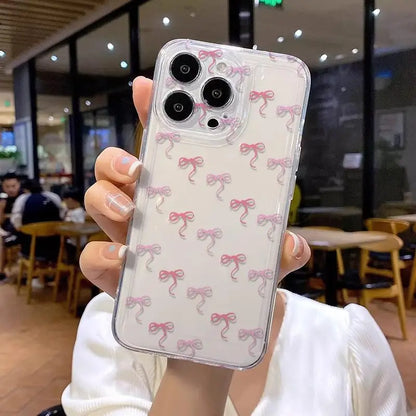Ins Cute Pink Bowknot Phone Case for Samusng Galaxy A56 A55 A54 A35 A36 A15 A16 A34 S25 S24 S22 S23 Ultra Plus FE A53 5G Cover