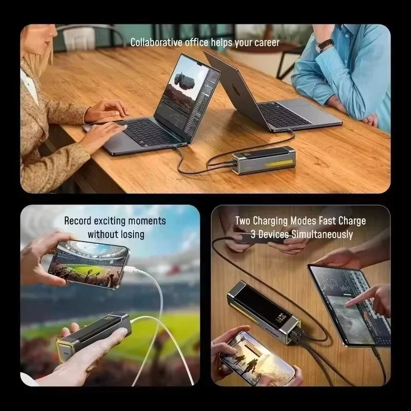 AOHI The Future Starship Power Bank 240W 27600mAh Large Capacity LED Display Power Bank with 3FT C-C Cable Two-way Quick Charge