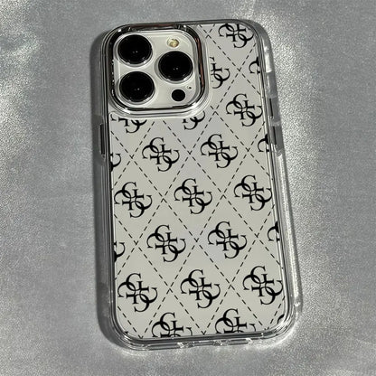 Aurbe Phone Case For iPhone 17 16 15 14 13 12 11 Pro Max 16E Silver lens frame transparent shell Fashion Design G-GuesS Cover