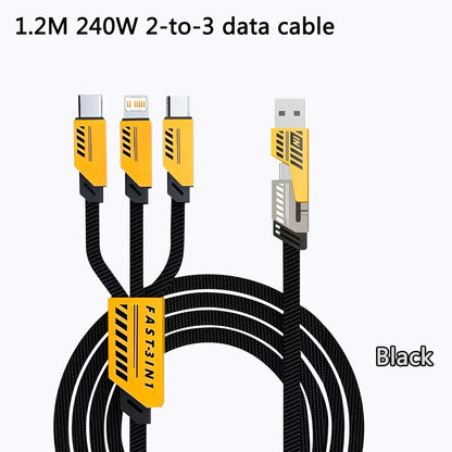 3 In 2 240W Fast Charge Cable Micro USB TypeC Mobile Phone Data Cable For iPhone Huawei OPPO Xiaomi Redmi Samsung Charging Cable