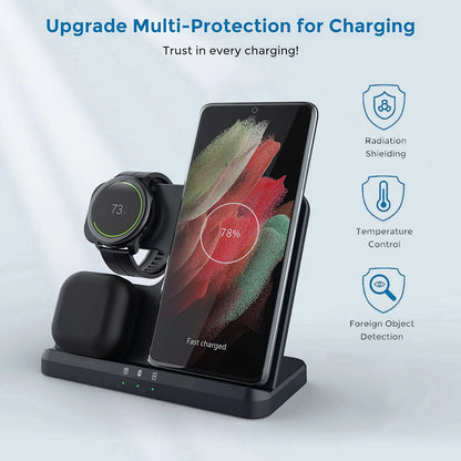 Wireless Charger 3 In 1 Stand Dock For Samsung Galaxy S24 S23 S22 Buds 2/3 Pro Galaxy watch 7 6 Induction Fast Charging Station